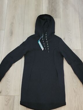 Black Longline Hooded Sweat Dress